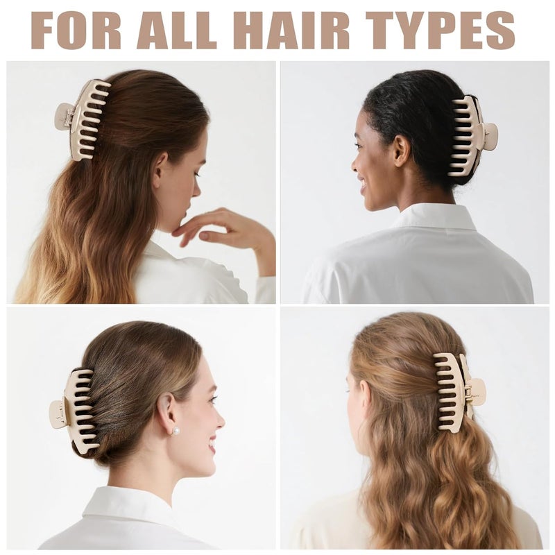 TOCESS Hair Claw Clips for Women - 8PK Large Neutral Matte Jumbo Hair Clips for Thick, Thin, Long, Short, Curly Hair Girls, Big Jaw Clip Set for Daily Use (Cream Beige) - Image 4